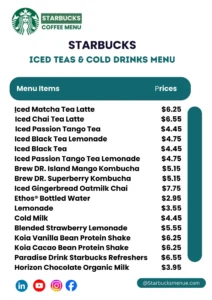 Starbucks Iced teas Menu