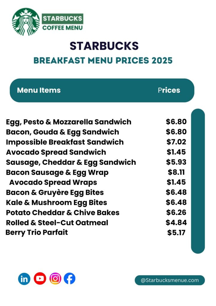 Starbucks breakfast menu